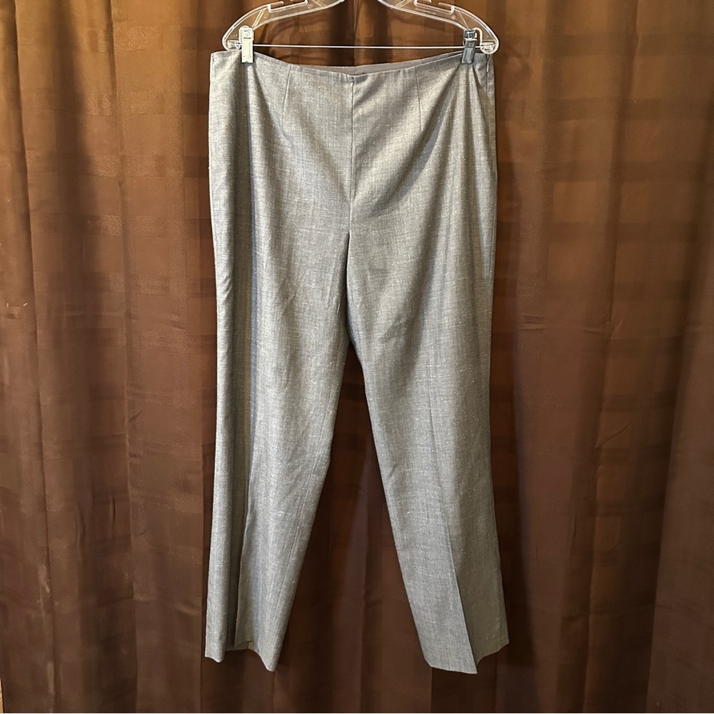 Worth Gray Wool Silk Straight Leg Pants Lined